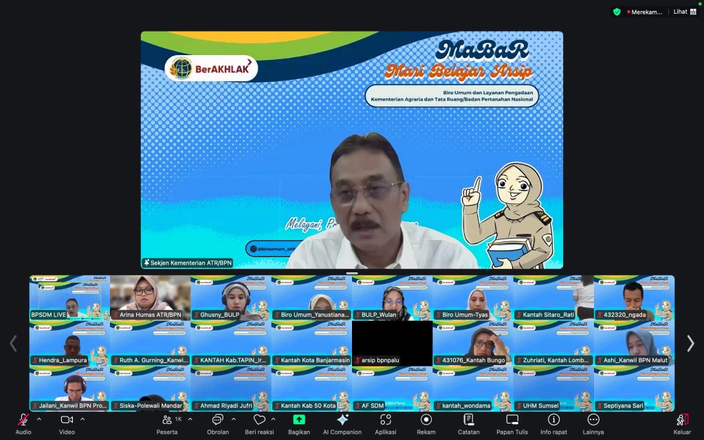 Sosialisasi Permen 2/2026 tentang Kearsipan, Sekjen ATR/BPN: Pengelolaan Arsip Penting bagi Pelayanan Pertanahan